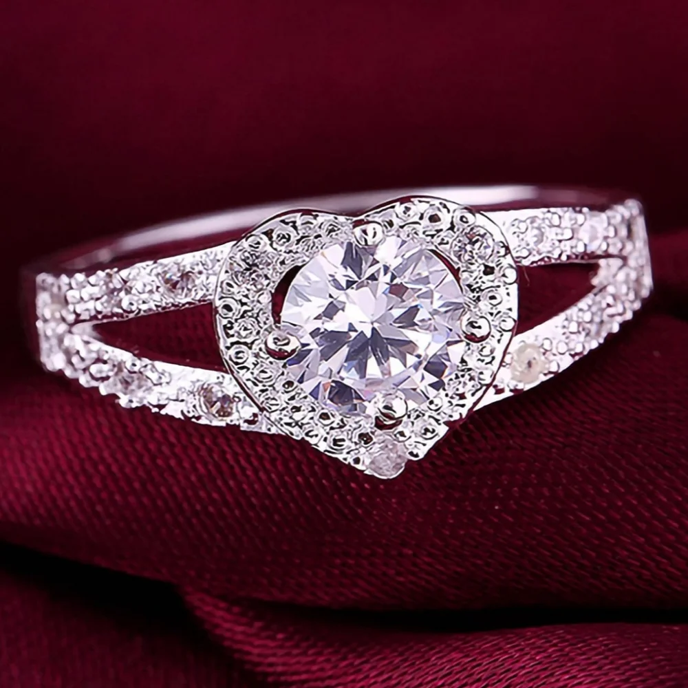 Beautiful Heart Cubic Zirconia Silver Ring